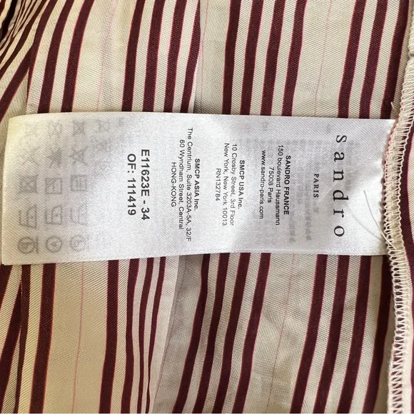 Sandro Red and White Pinstripe Structural Blouse - Picture 13 of 16